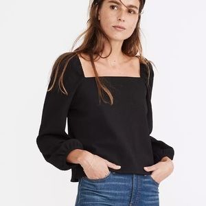 Madewell crepe square neck puff sleeve top